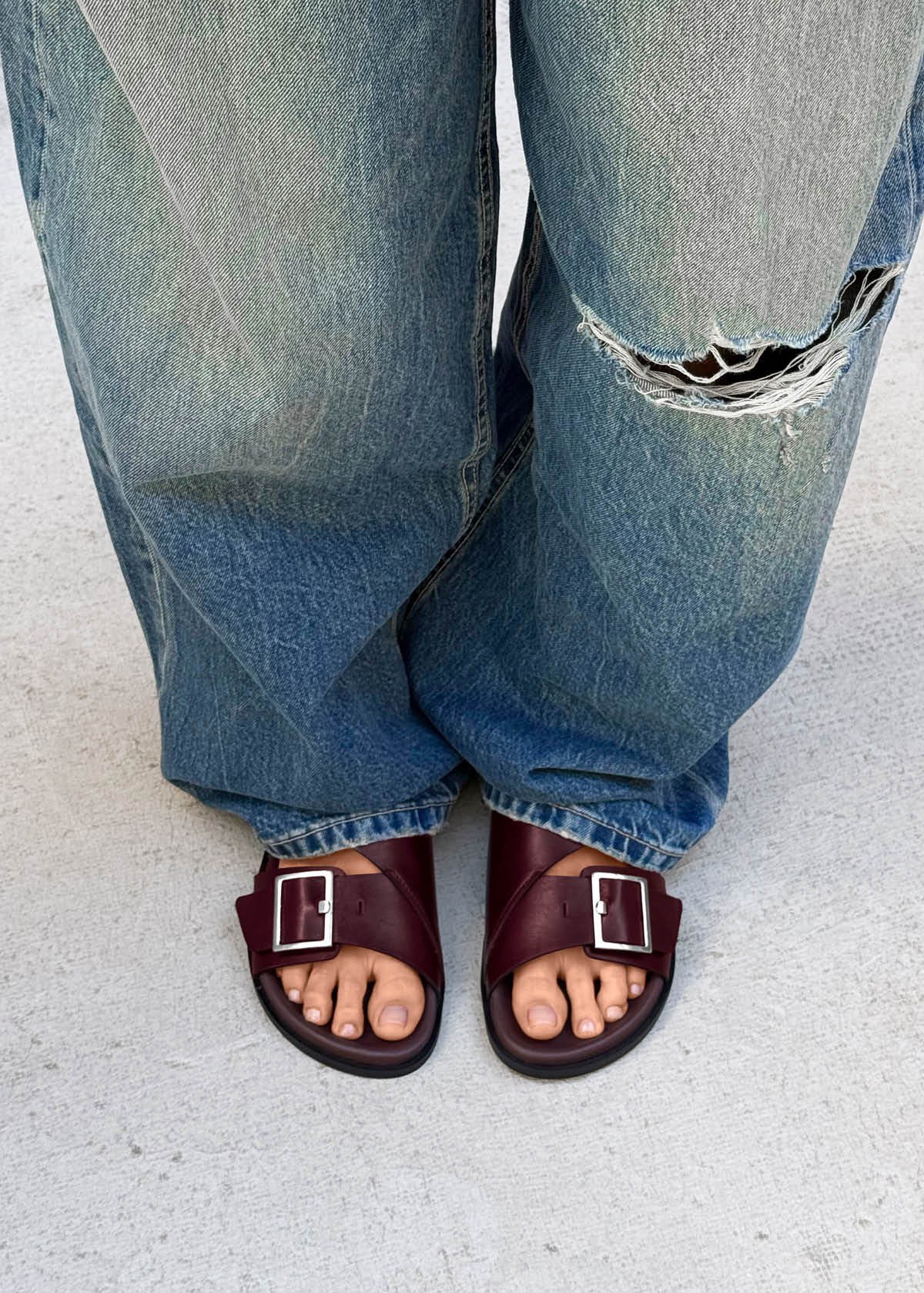 Alba Rift Burgundy Leather Sandals - Image 2