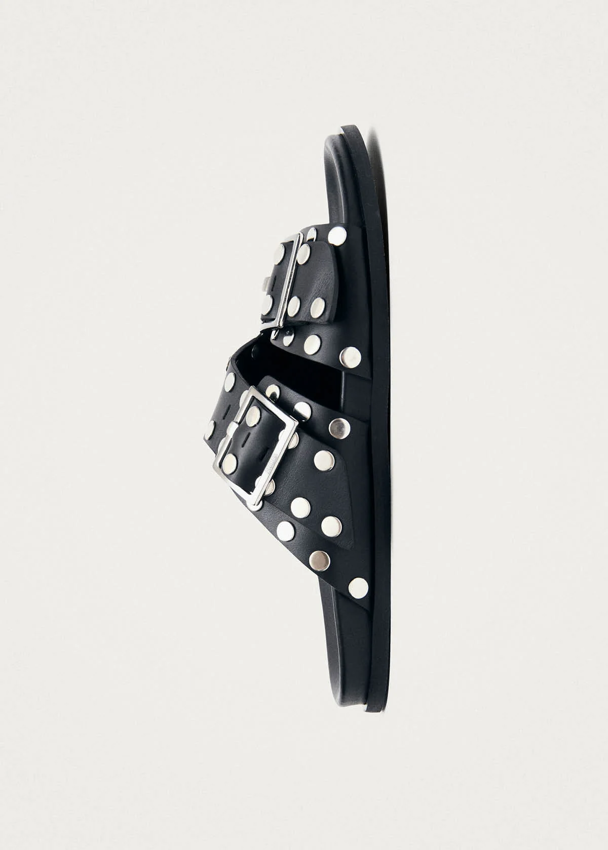 Alba Studs Black Leather Sandals - Image 4
