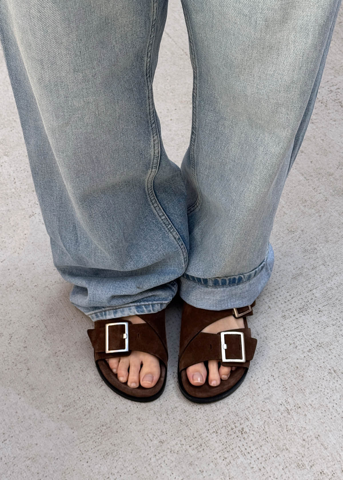 Alba Suede Brown Leather Sandals - Image 2