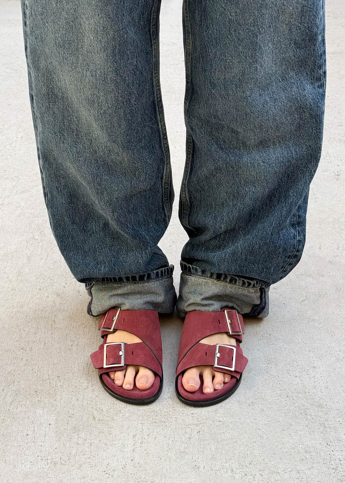 Alba Suede Burgundy Leather Sandals - Image 2