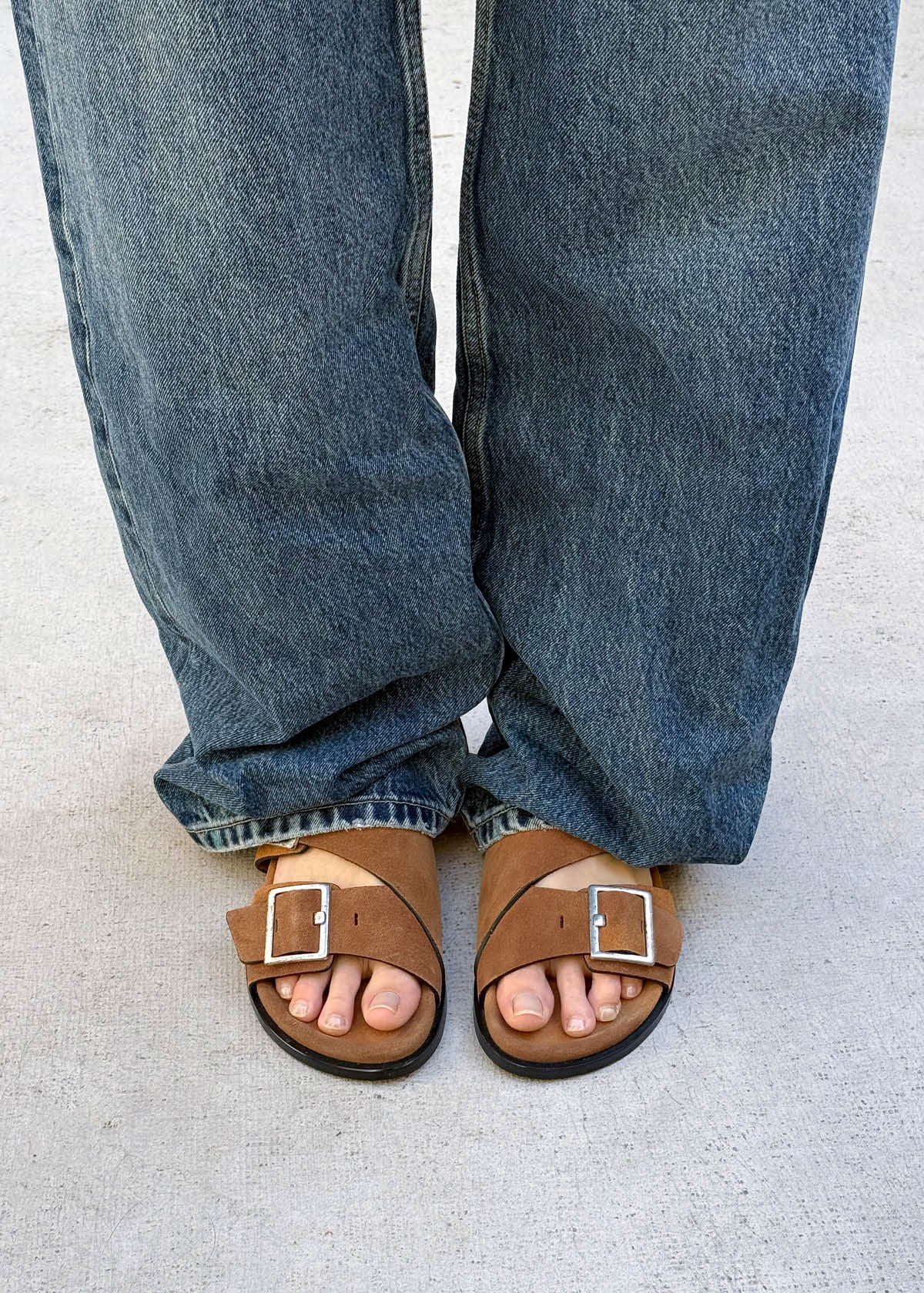 Alba Suede Tan Leather Sandals - Image 2
