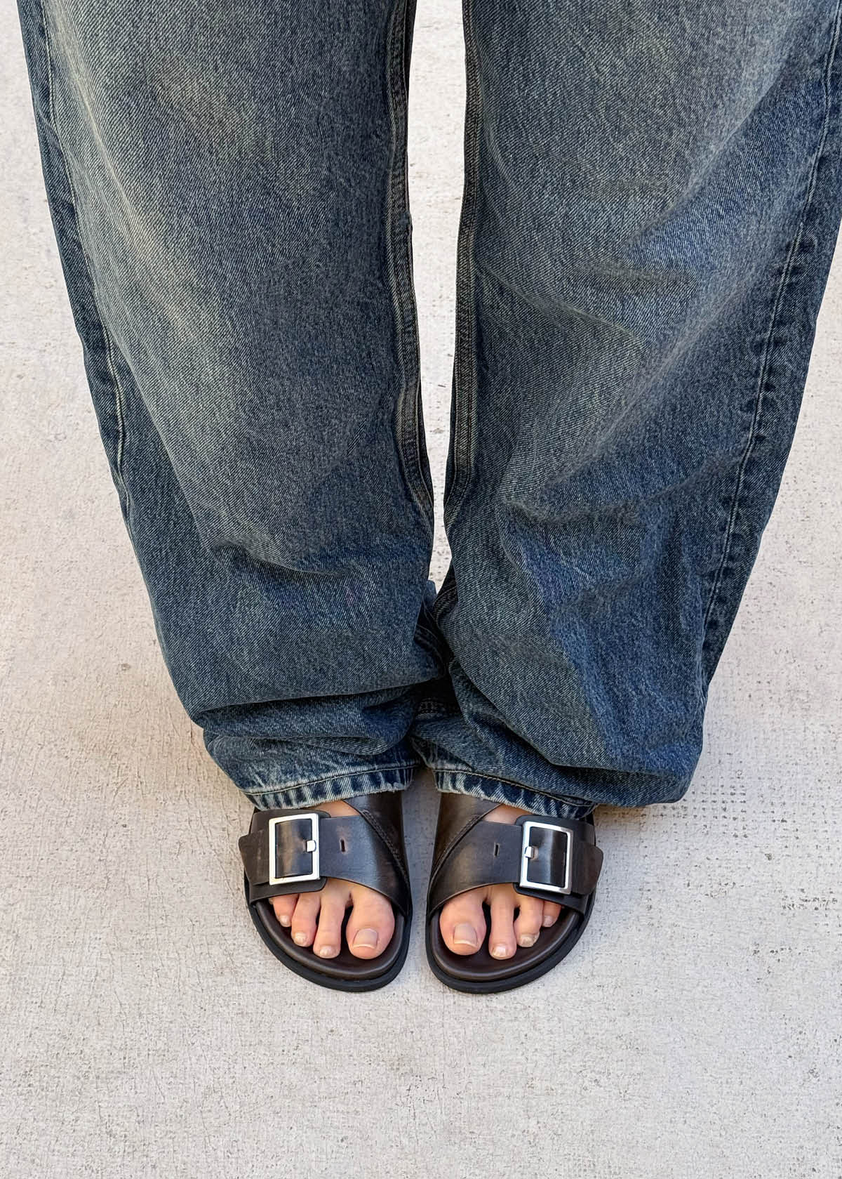 Alba Vintage Effect Brown Leather Sandals - Image 2