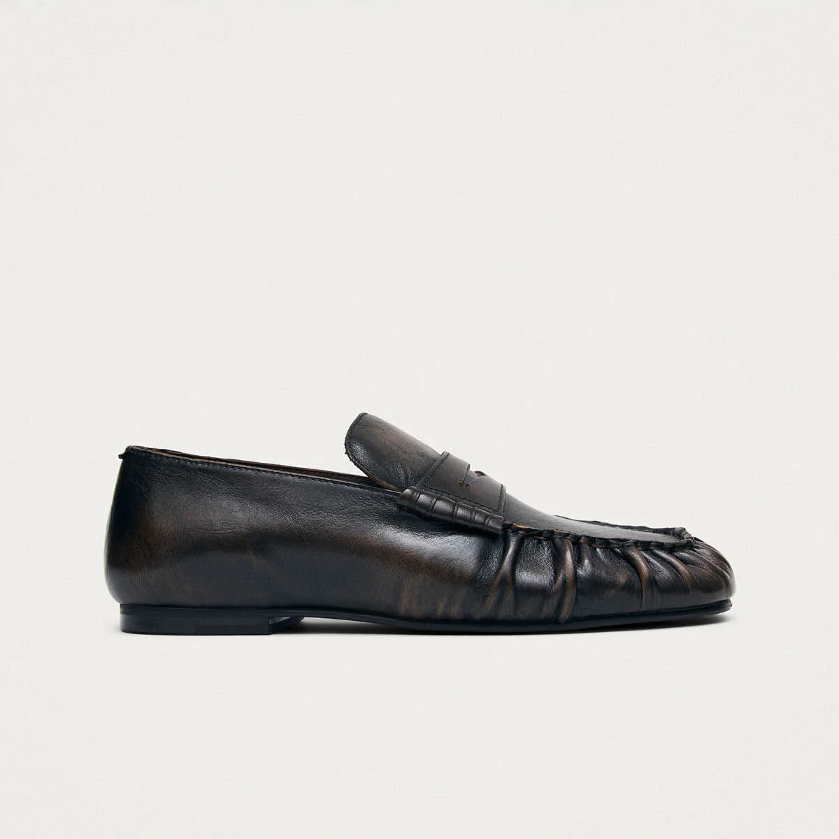 Aven Vintage Effect Brown Leather Loafers - Image 3