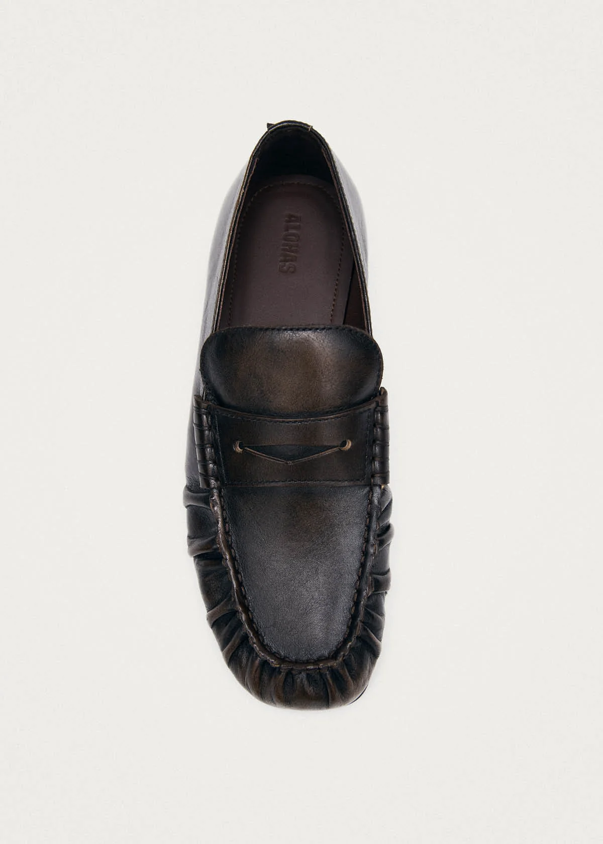 Aven Vintage Effect Brown Leather Loafers - Image 5