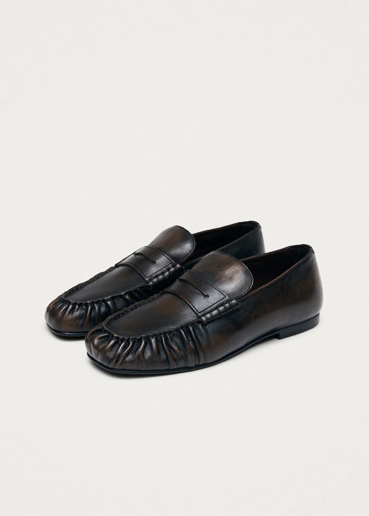 Aven Vintage Effect Brown Leather Loafers - Image 6