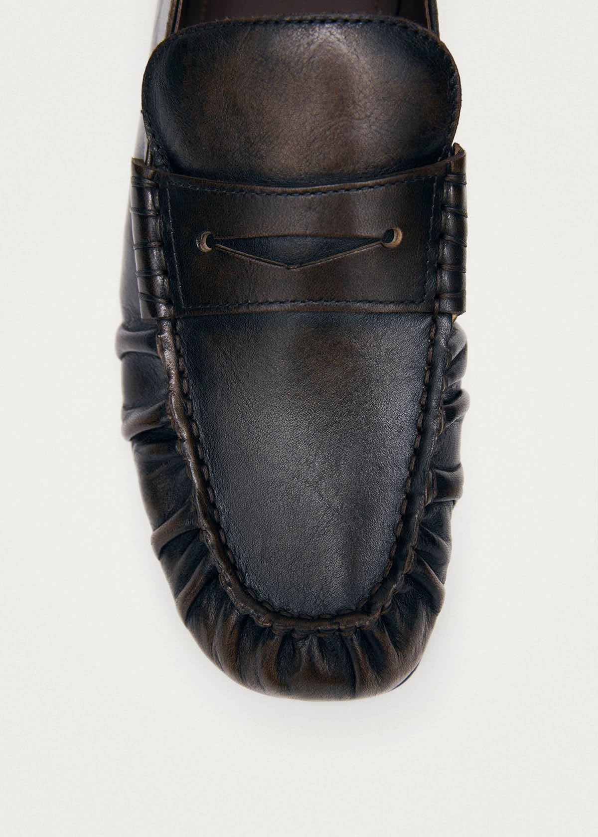 Aven Vintage Effect Brown Leather Loafers - Image 7