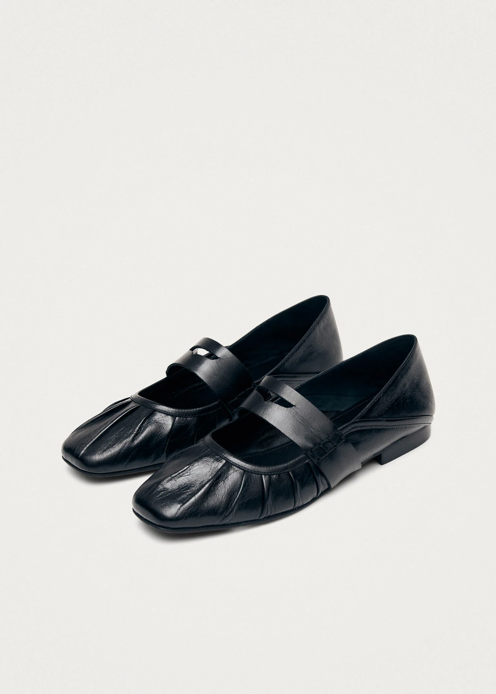 Bargo Black Leather Ballet Flats - Image 2