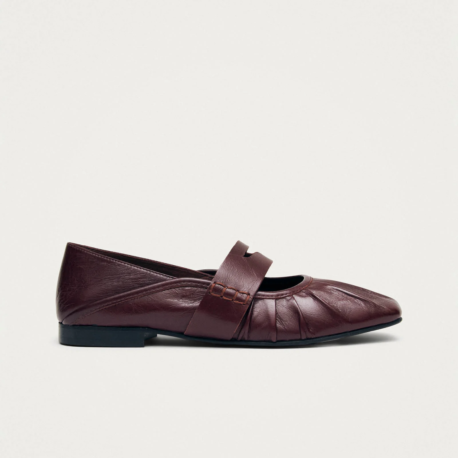 Bargo Burgundy Leather Ballet Flats - Image 3