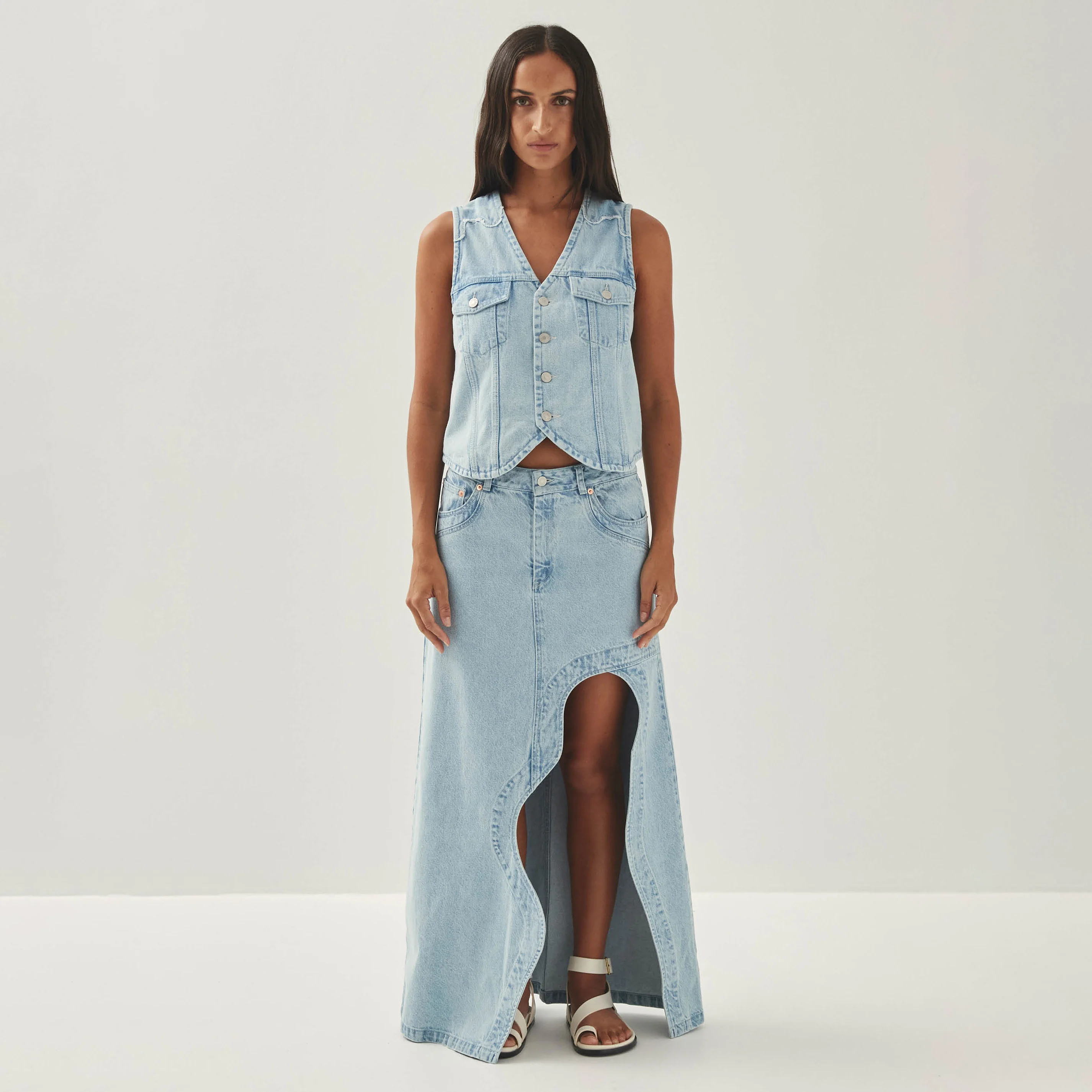Carmina Light Blue Denim Skirt - Image 3