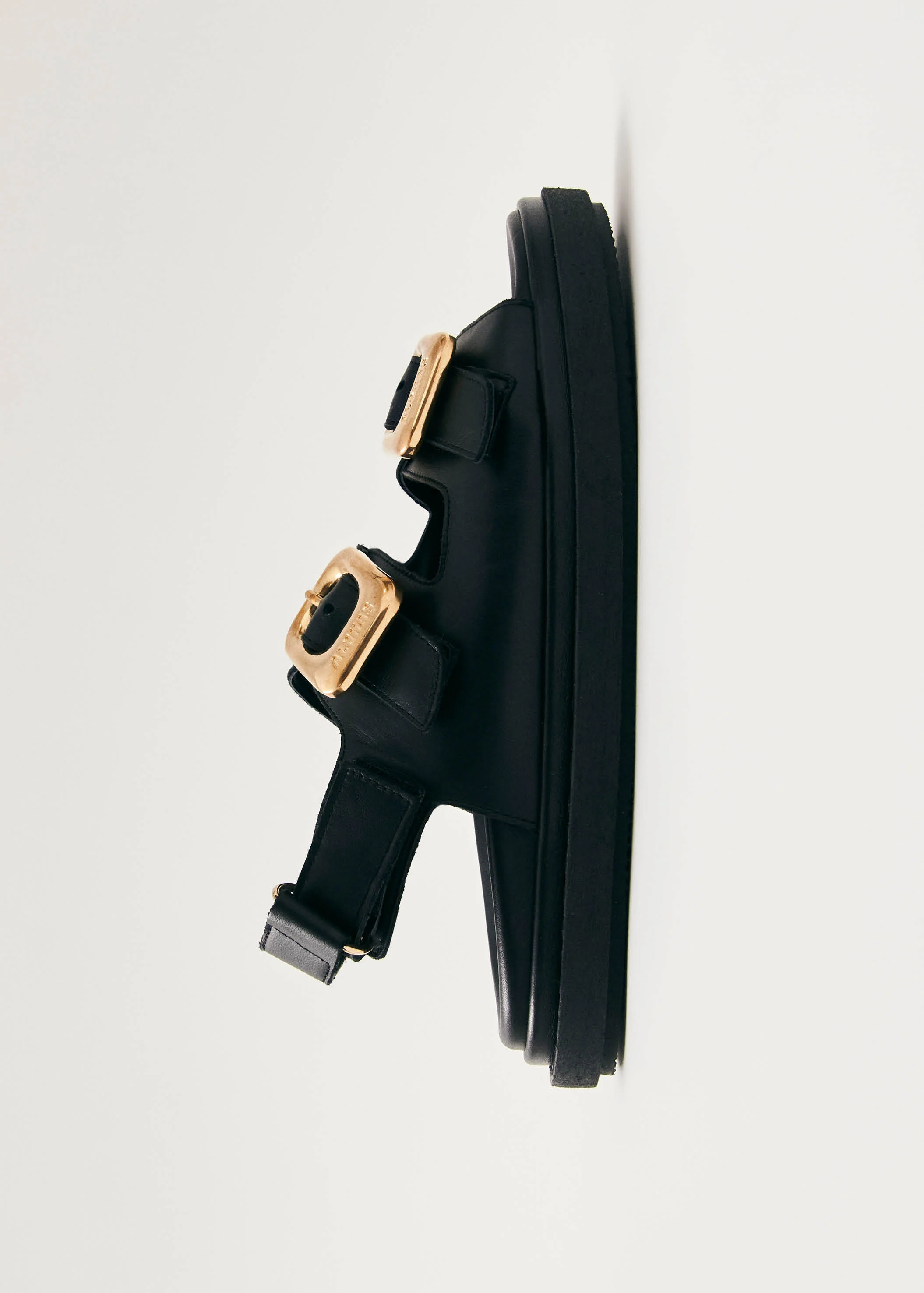 Daria Black Leather Sandals - Image 5