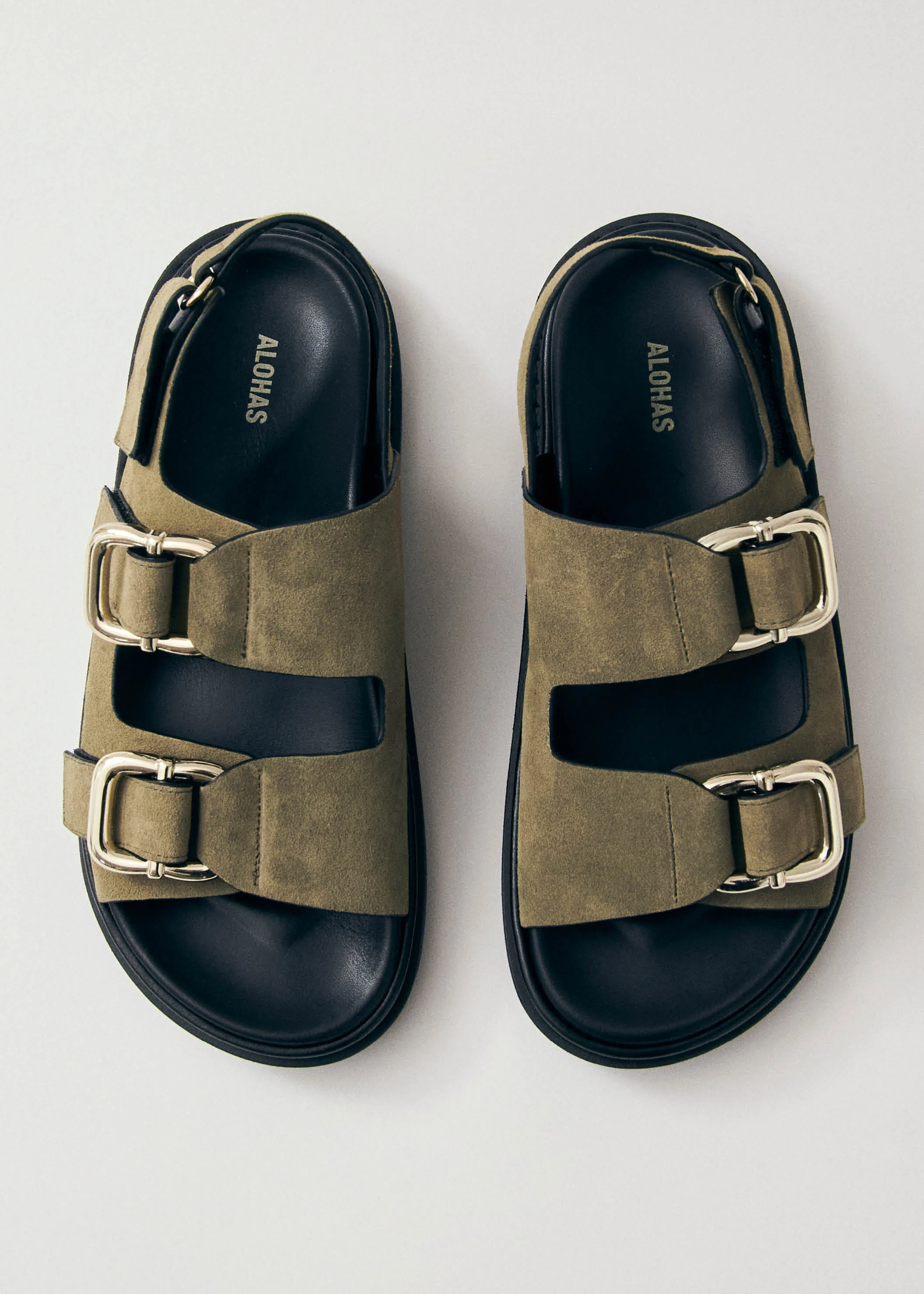 Harper Suede Khaki Leather Sandals - Image 4