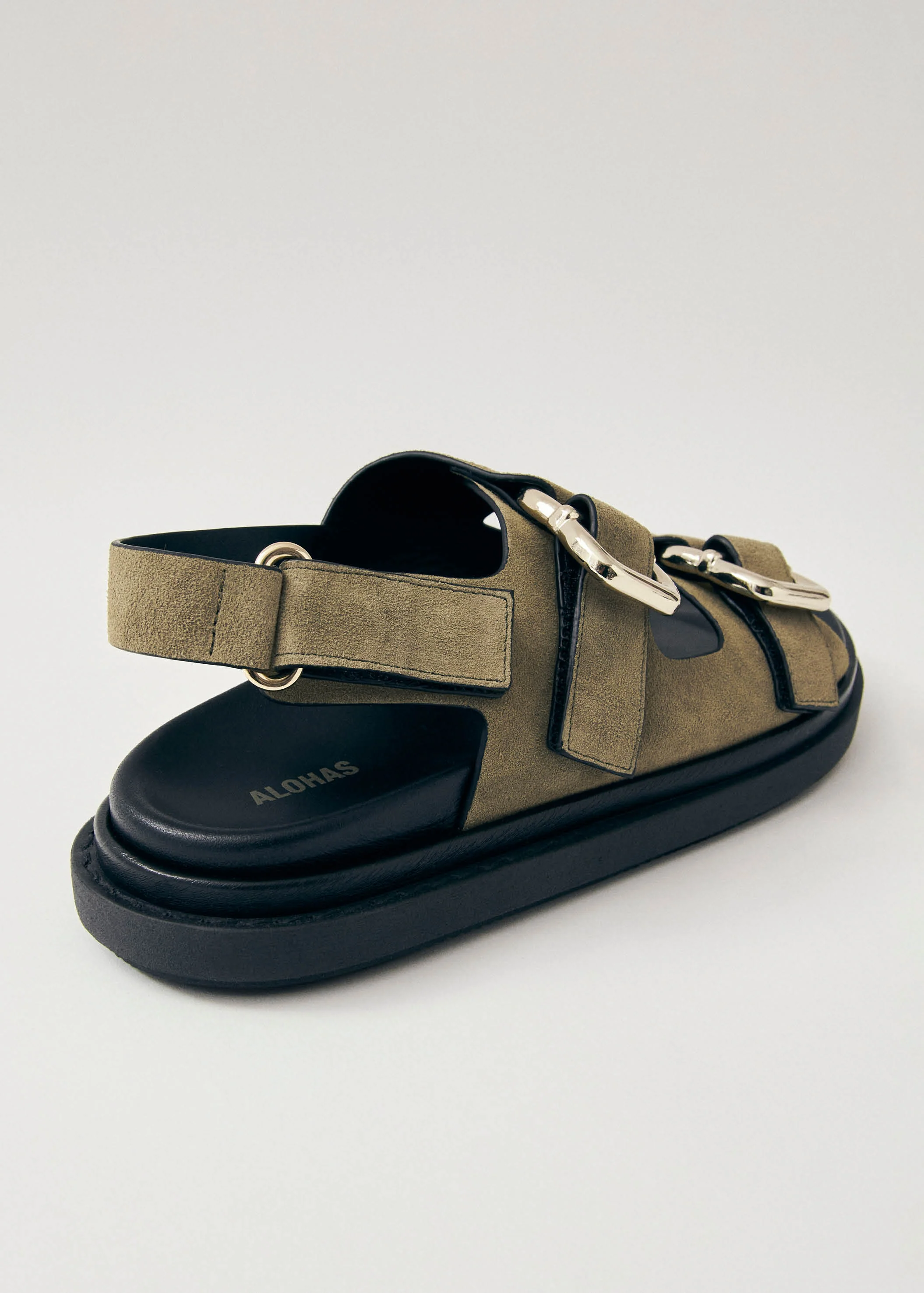 Harper Suede Khaki Leather Sandals - Image 7
