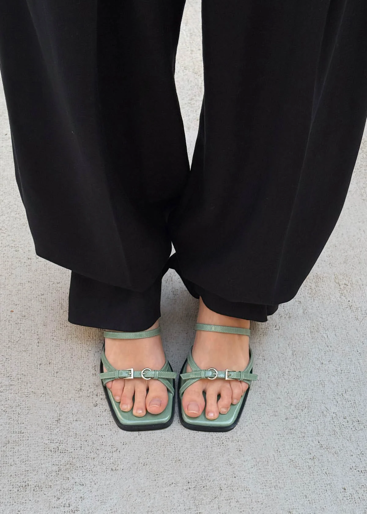 Liko Patent Matcha Leather Sandals - Image 2