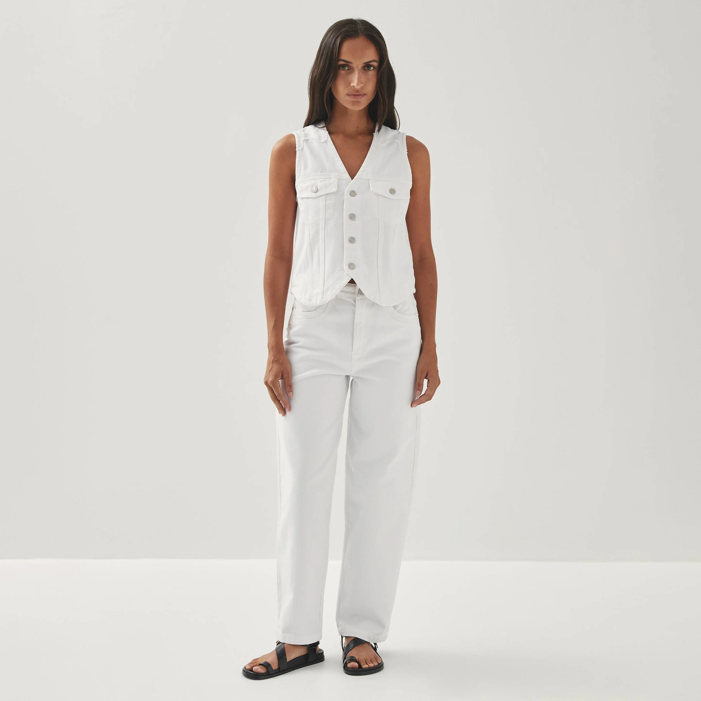Lorenza White Denim Trousers - Image 3