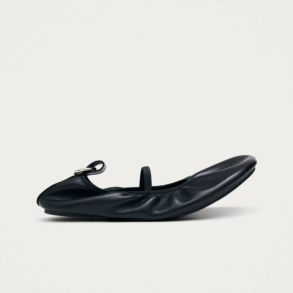Naira Barefoot Black Leather Ballet Flats - Image 3