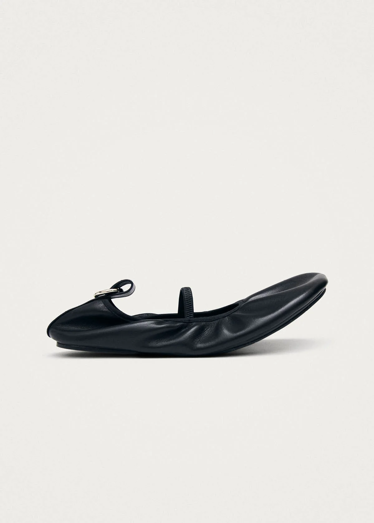 Naira Barefoot Black Leather Ballet Flats - Image 4