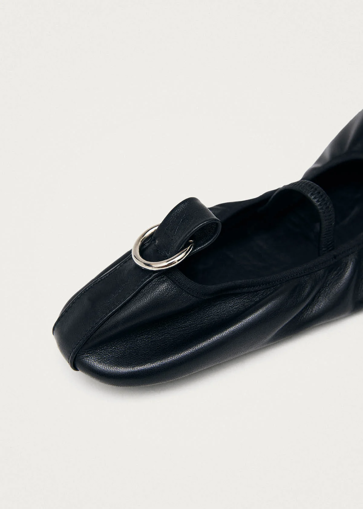 Naira Barefoot Black Leather Ballet Flats - Image 7