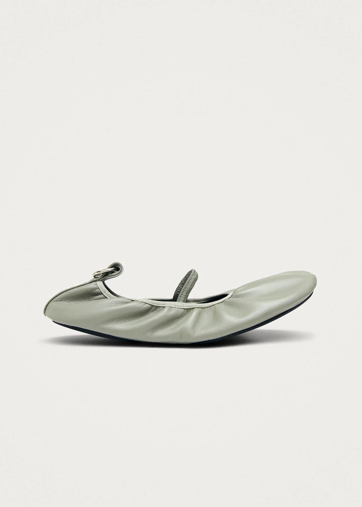 Naira Barefoot Green Leather Ballet Flats - Image 4