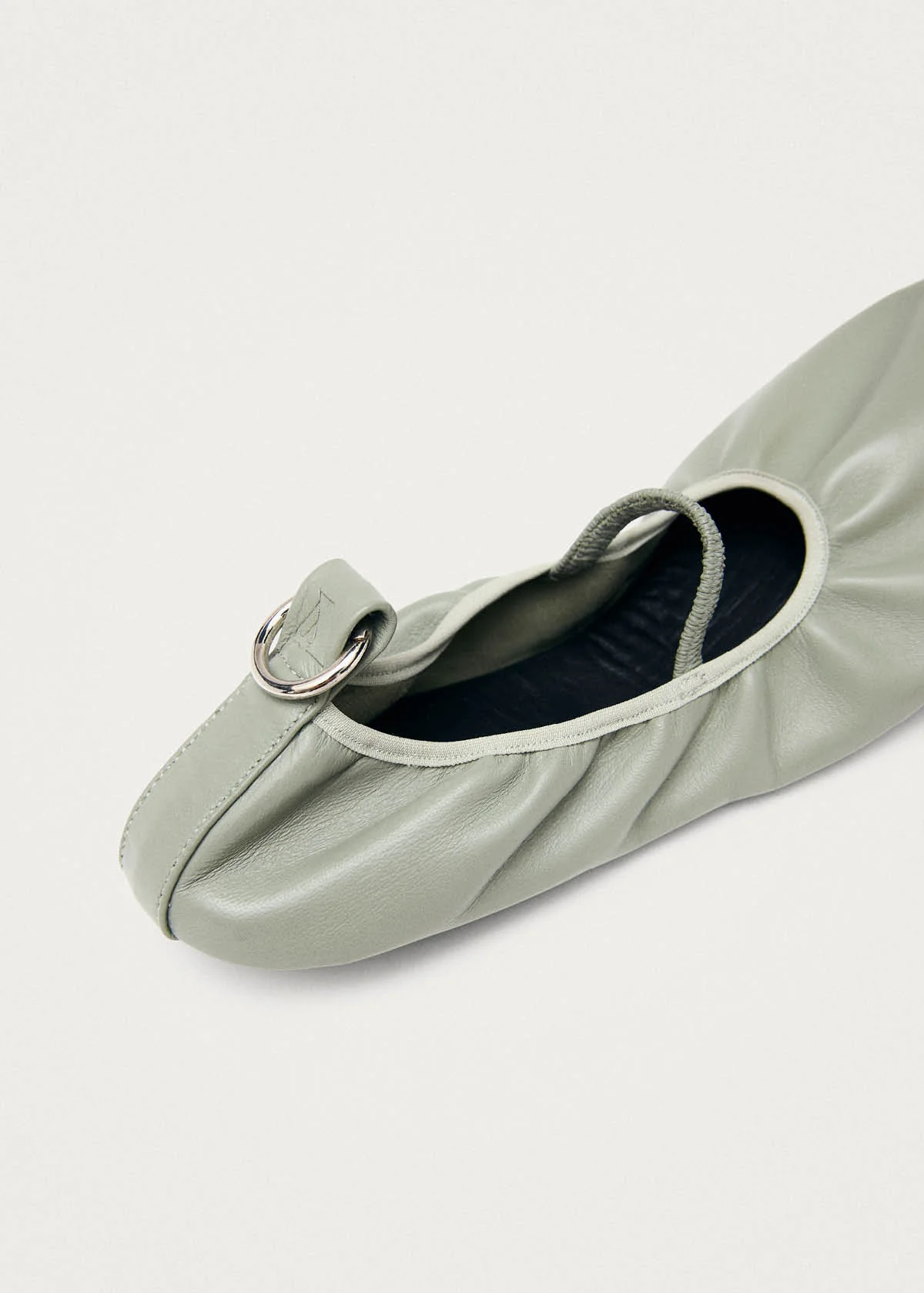 Naira Barefoot Green Leather Ballet Flats - Image 7