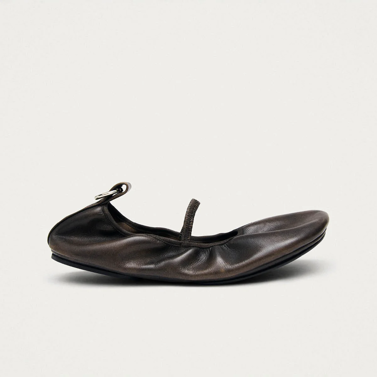 Naira Barefoot Vintage Effect Brown Leather Ballet Flats - Image 3