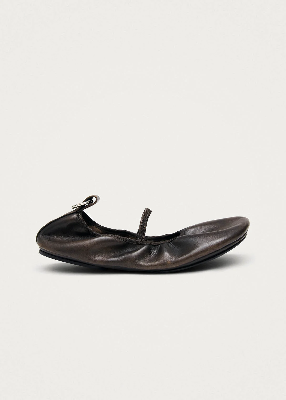 Naira Barefoot Vintage Effect Brown Leather Ballet Flats - Image 4