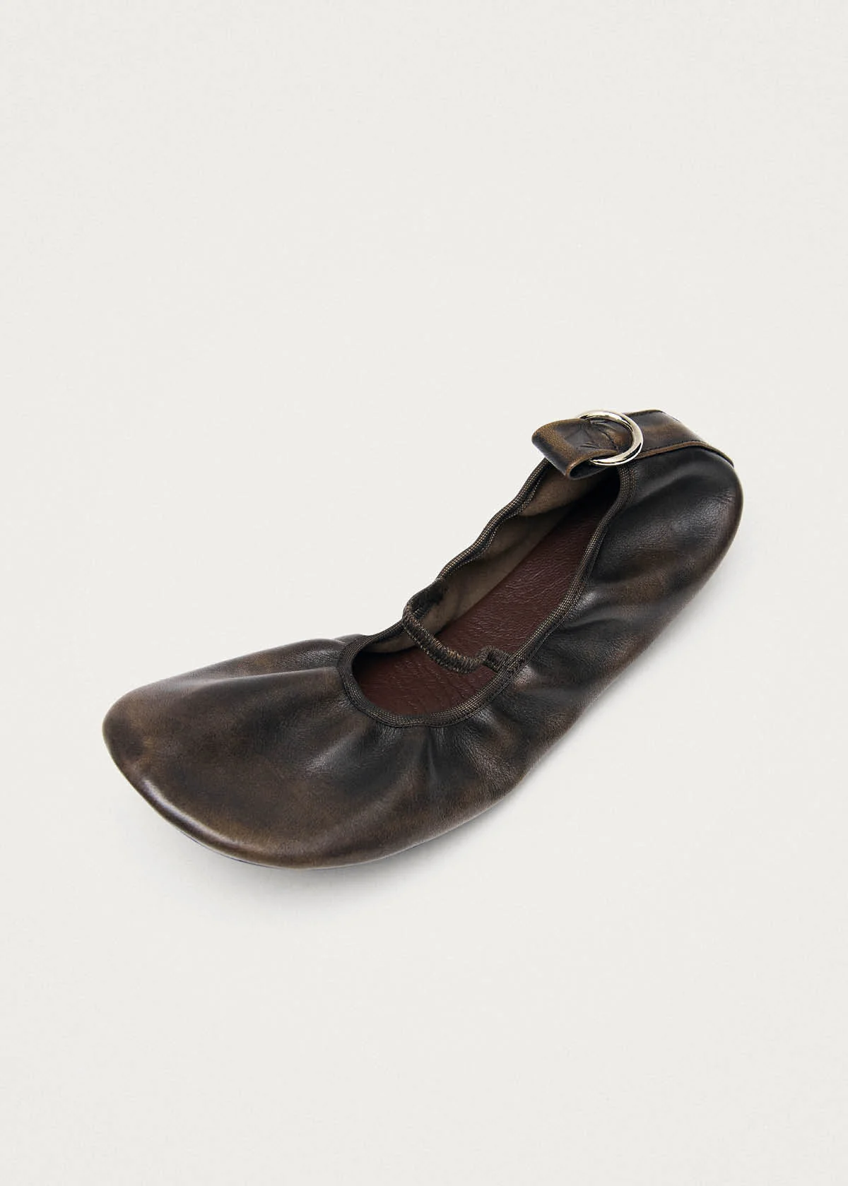 Naira Barefoot Vintage Effect Brown Leather Ballet Flats - Image 5