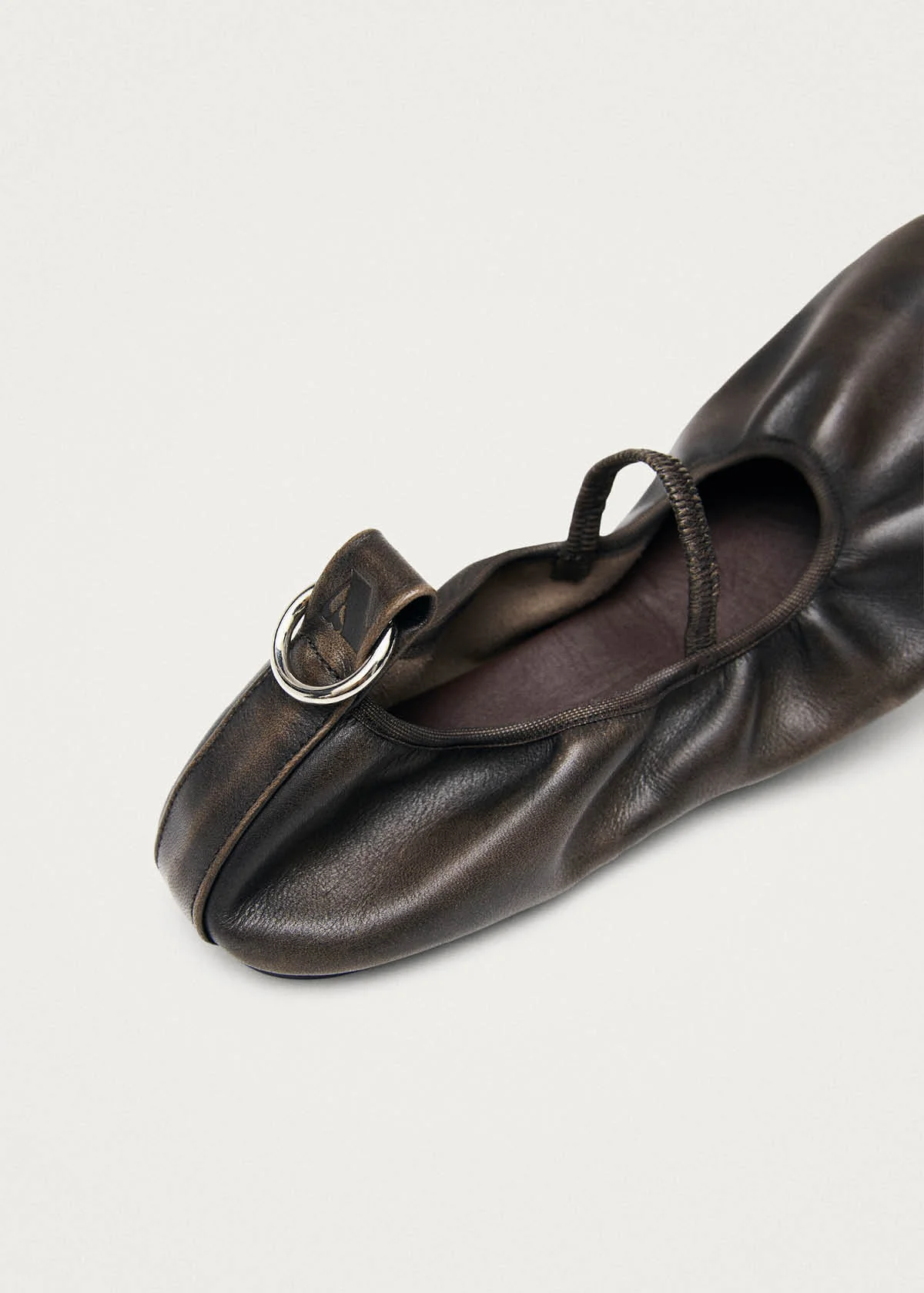Naira Barefoot Vintage Effect Brown Leather Ballet Flats - Image 7