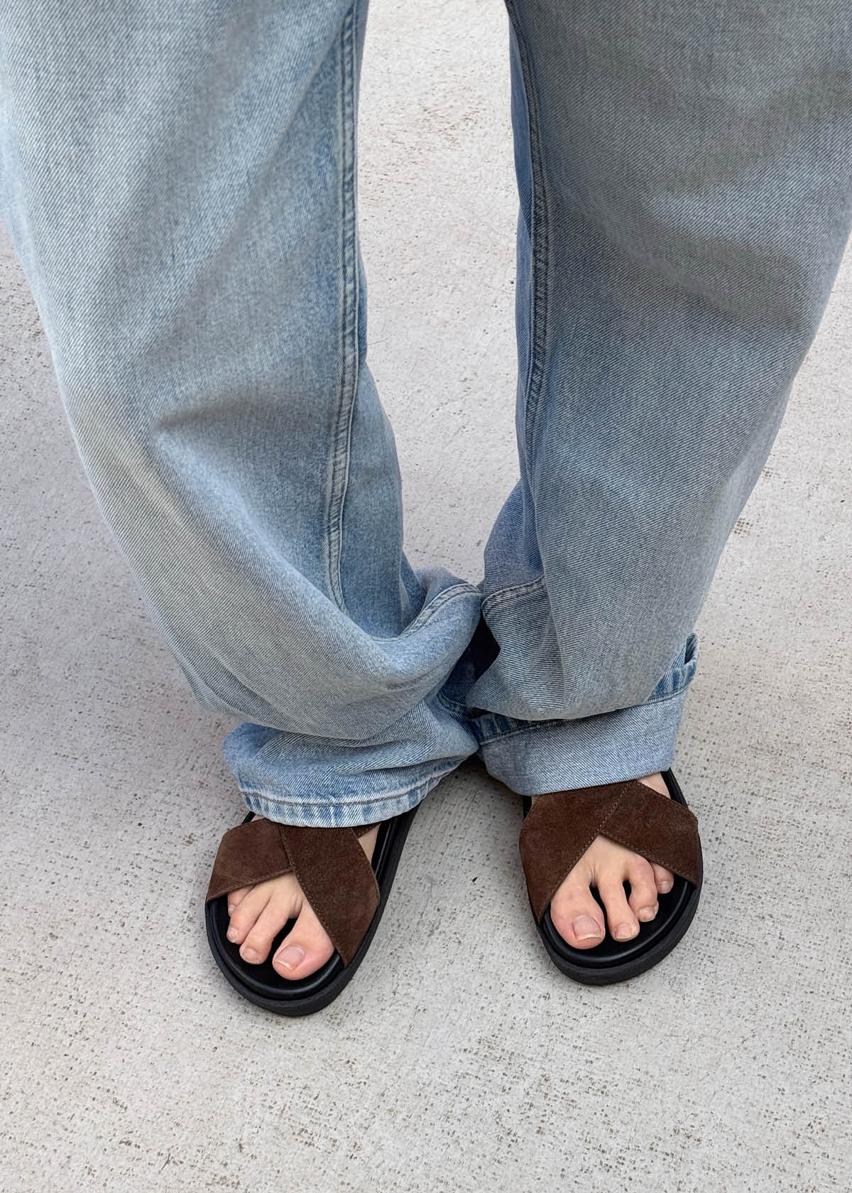 Nico Suede Dark Brown Leather Sandals - Image 2