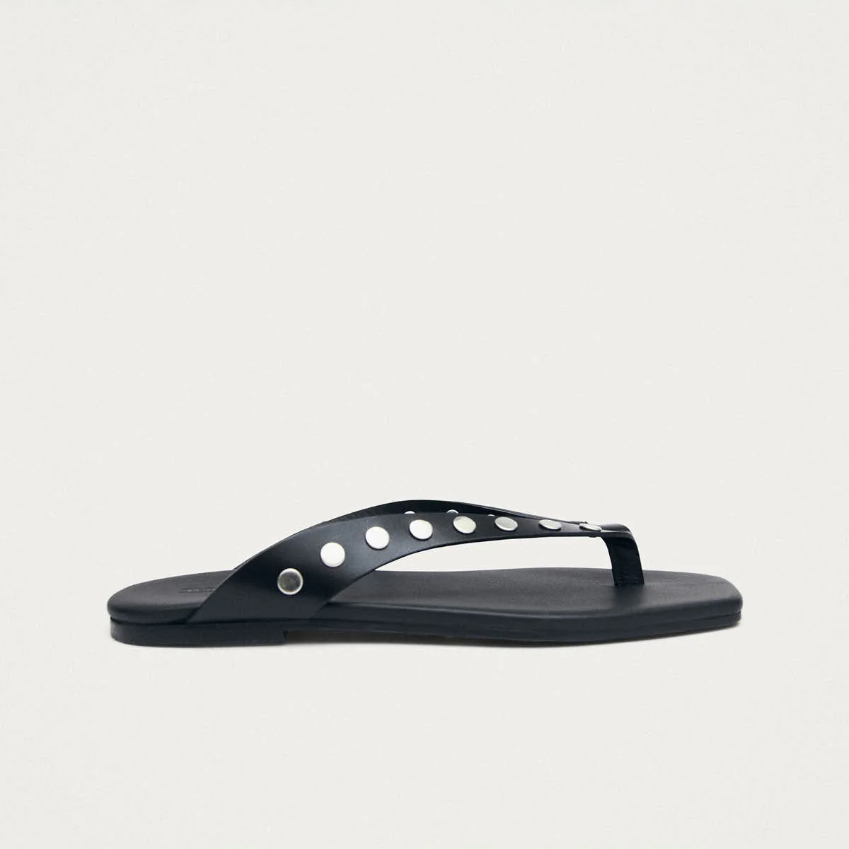 Ola Studs Black Leather Sandals - Image 3