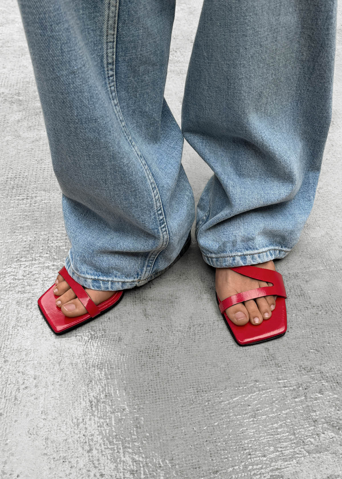 Orielle Rift Red Leather Sandals - Image 2