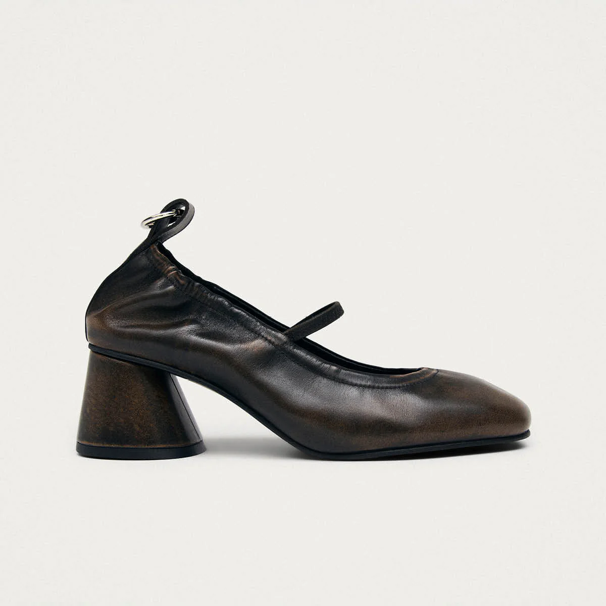 Rhiane Vintage Effect Brown Leather Pumps - Image 3