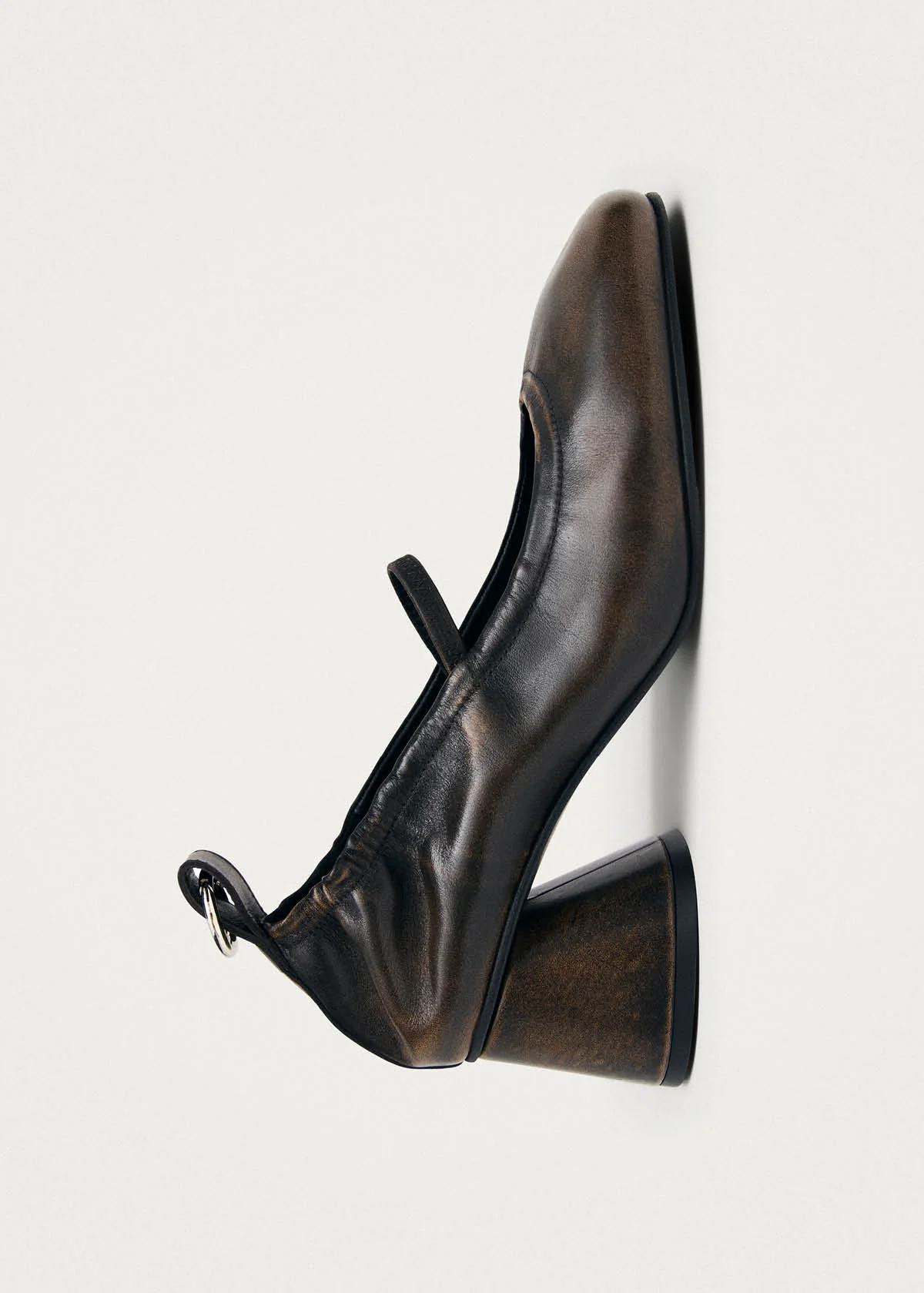 Rhiane Vintage Effect Brown Leather Pumps - Image 4