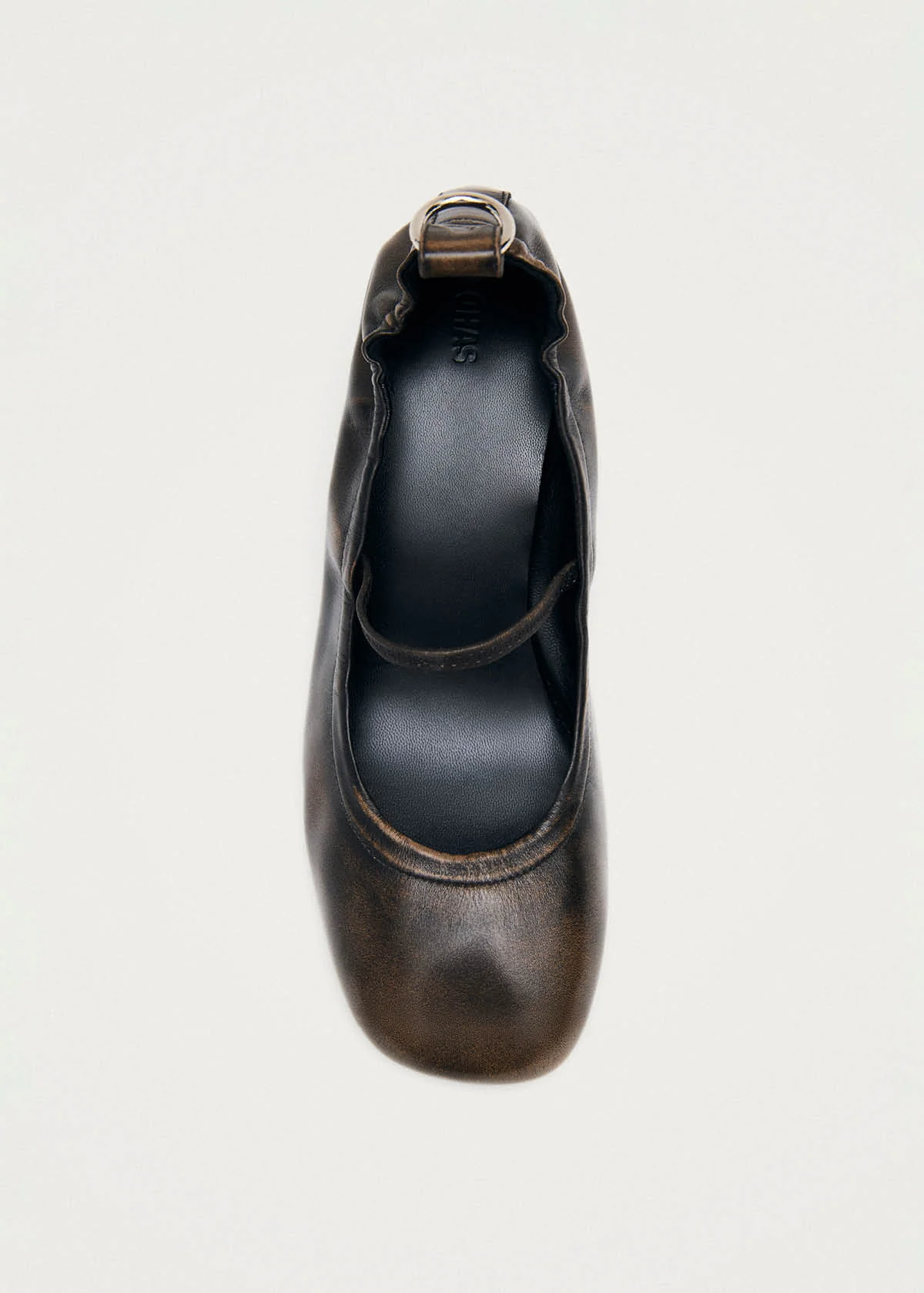 Rhiane Vintage Effect Brown Leather Pumps - Image 5