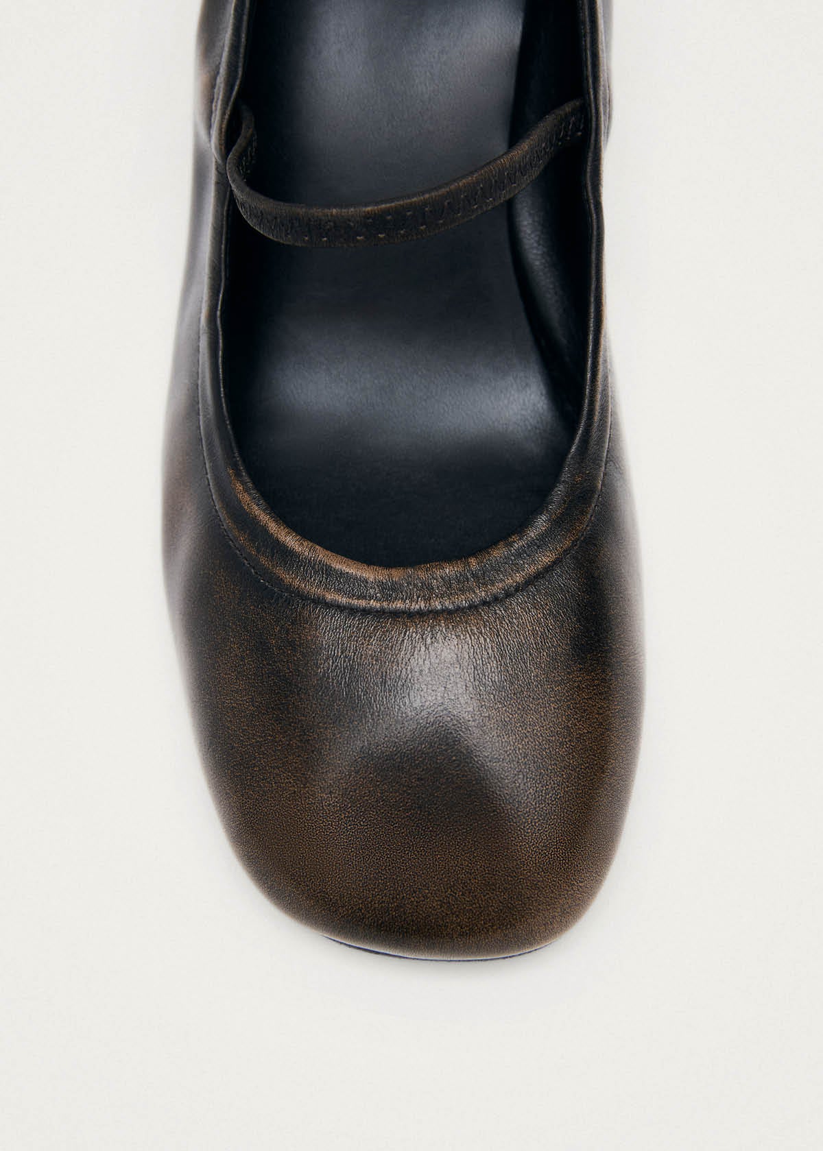 Rhiane Vintage Effect Brown Leather Pumps - Image 6