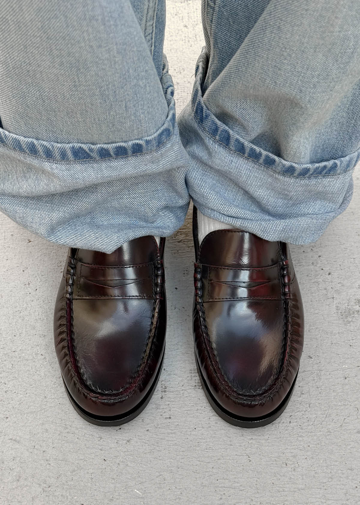 Rivet Vintage Effect Burgundy Leather Loafers - Image 2