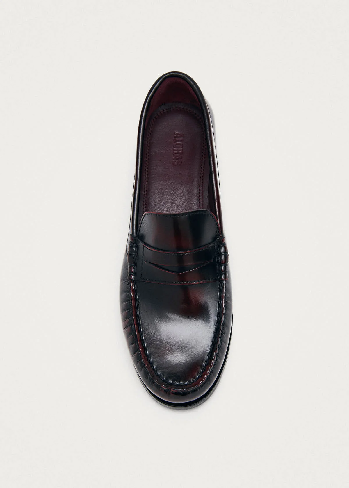Rivet Vintage Effect Burgundy Leather Loafers - Image 5