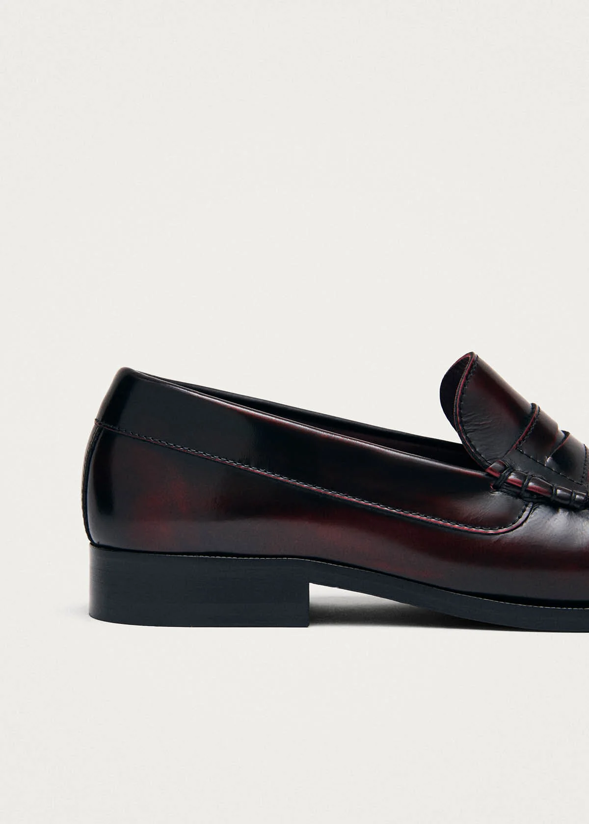 Rivet Vintage Effect Burgundy Leather Loafers - Image 7