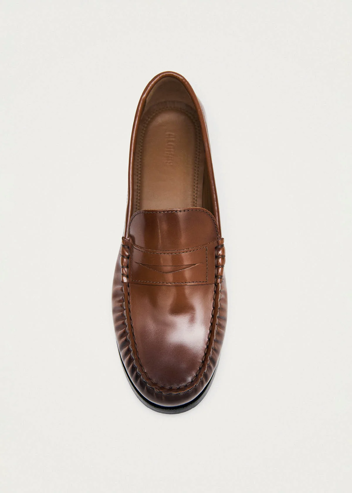 Rivet Vintage Effect Tan Leather Loafers - Image 4
