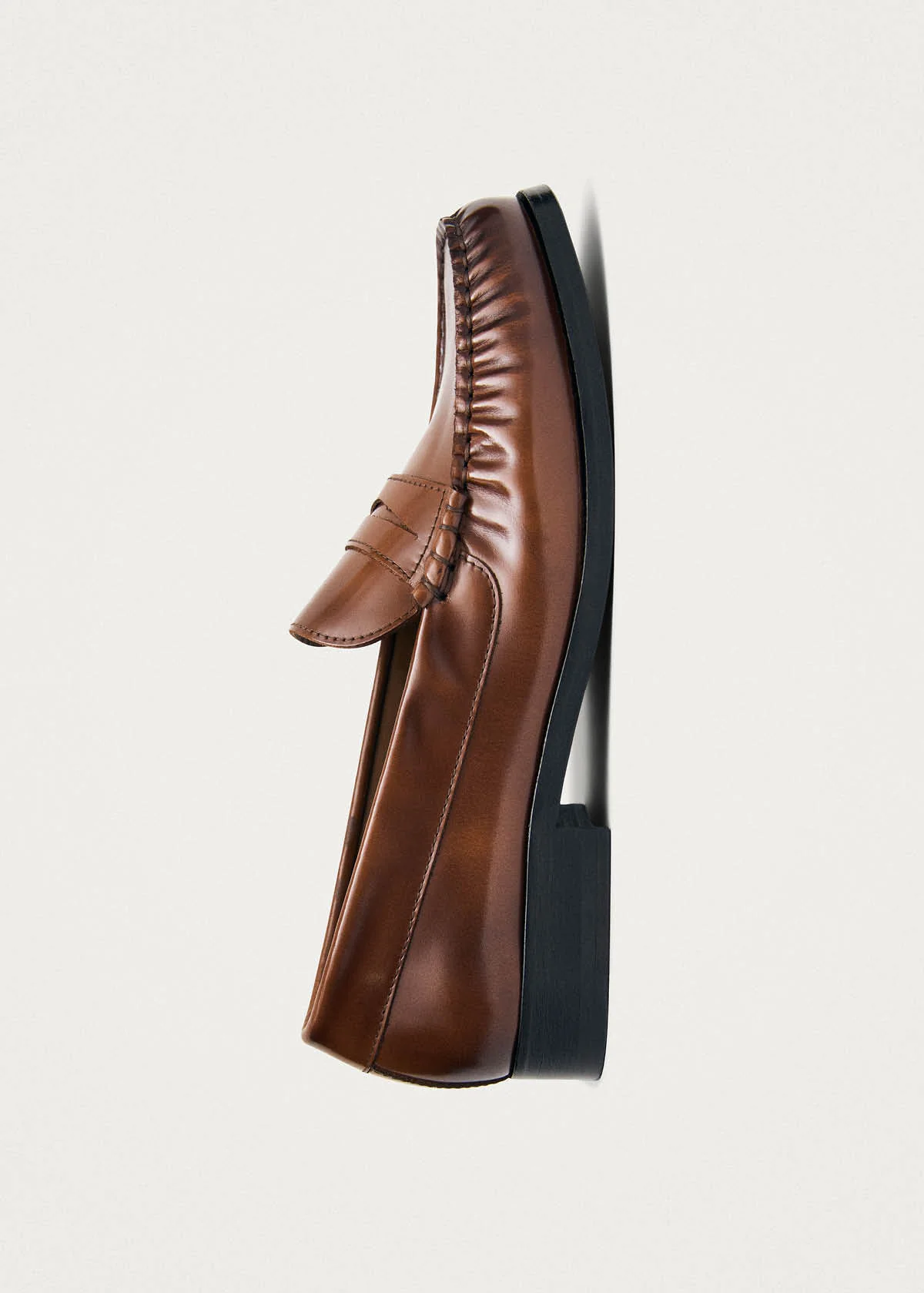 Rivet Vintage Effect Tan Leather Loafers - Image 5