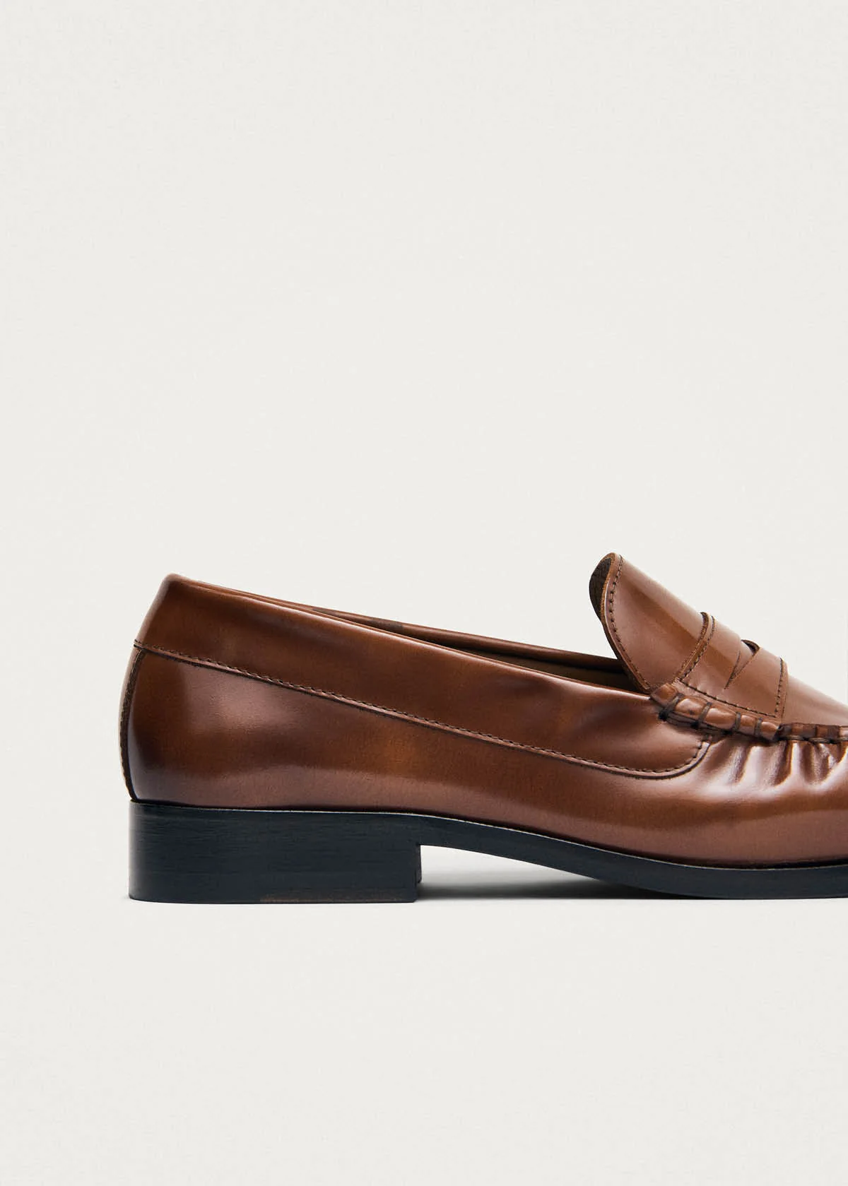 Rivet Vintage Effect Tan Leather Loafers - Image 6