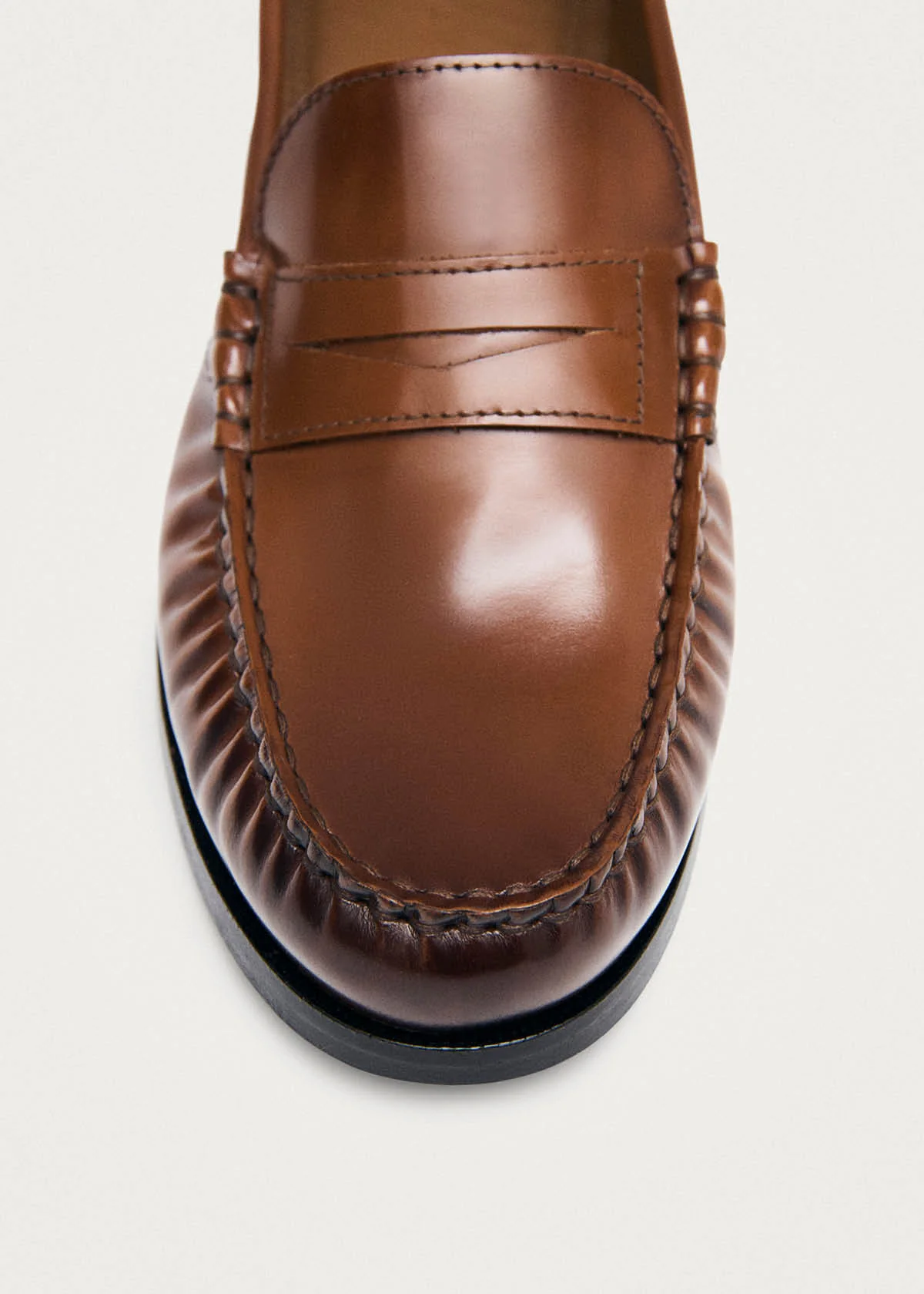 Rivet Vintage Effect Tan Leather Loafers - Image 7