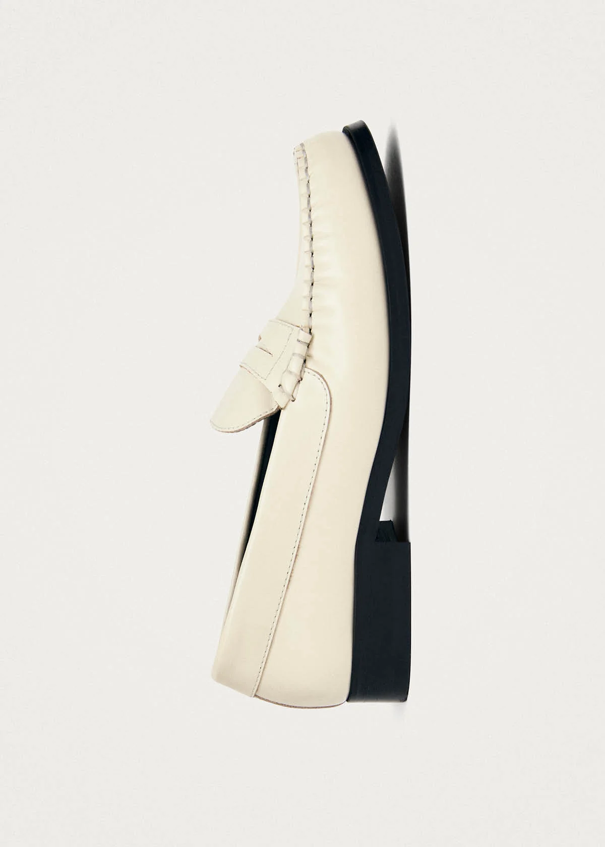 Rivet Cream Leather Loafers - Image 4
