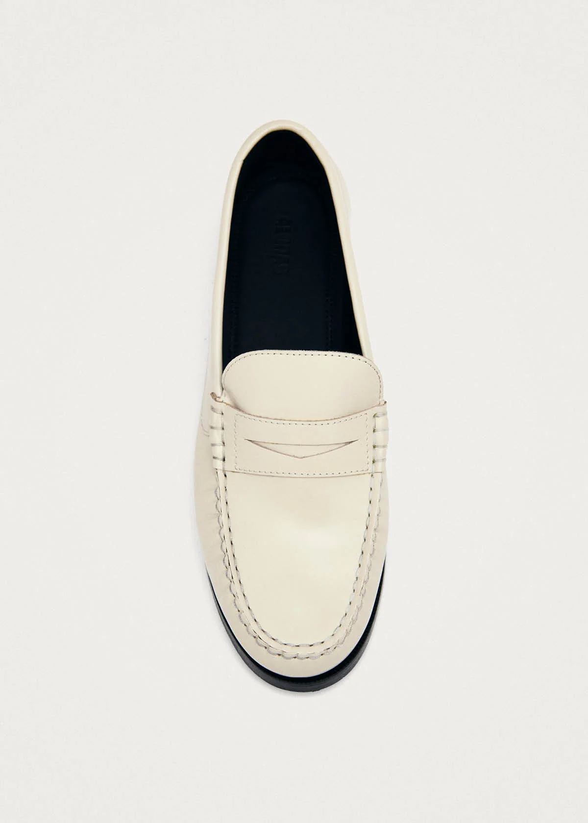 Rivet Cream Leather Loafers - Image 5