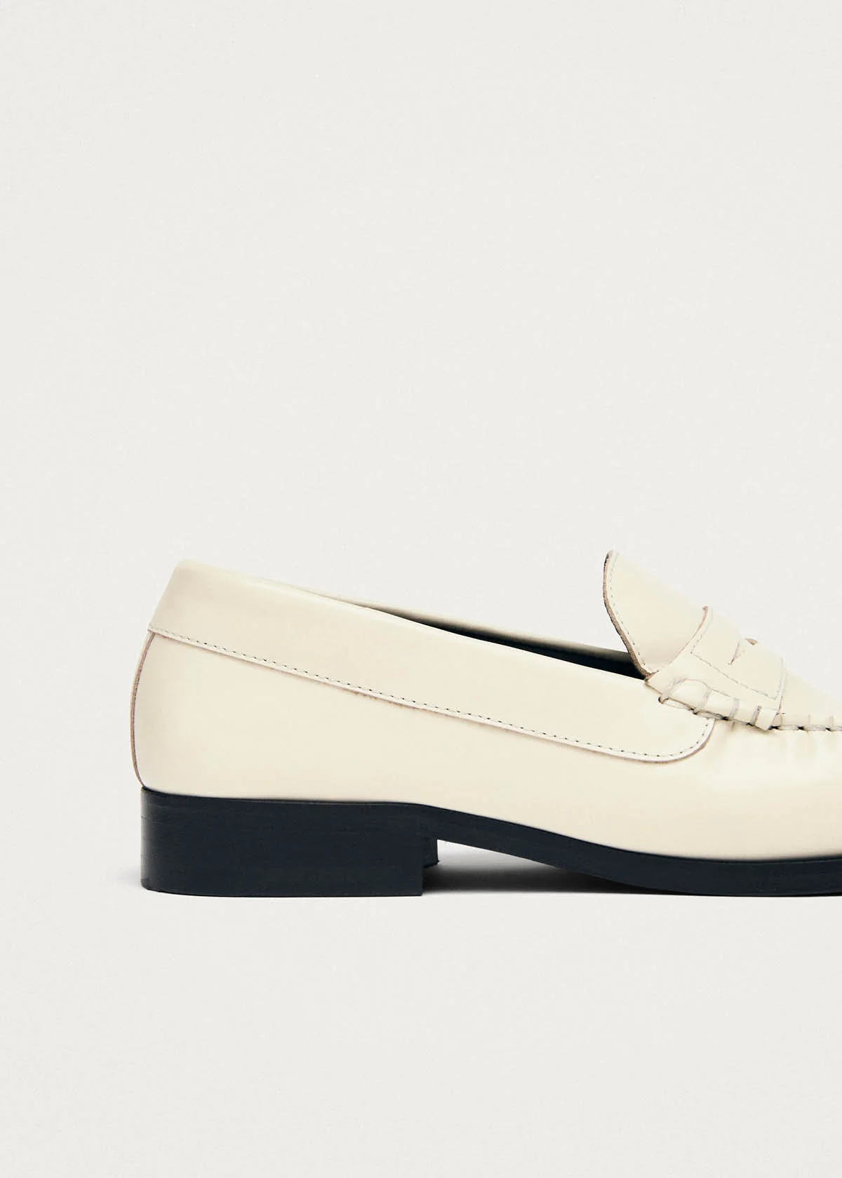 Rivet Cream Leather Loafers - Image 7