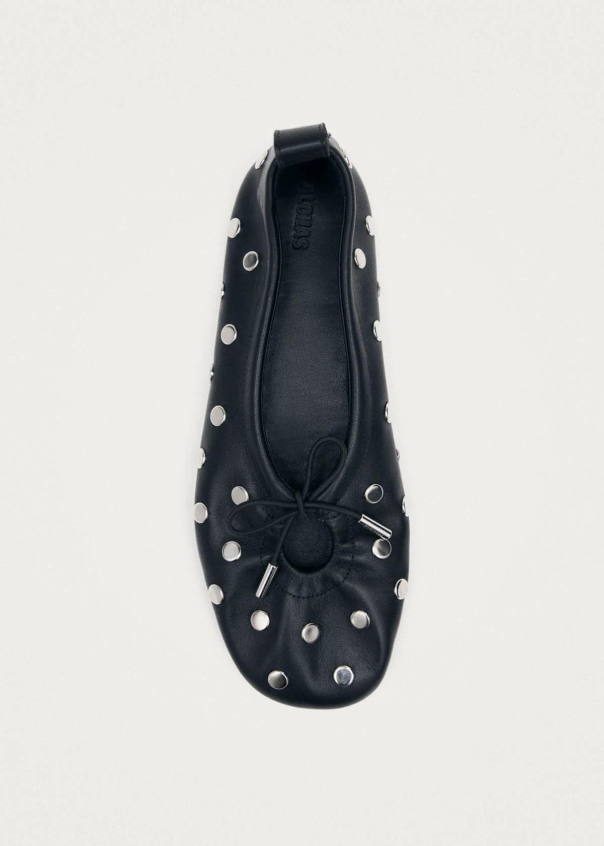 Rosalind All Studs Black Leather Ballet Flats