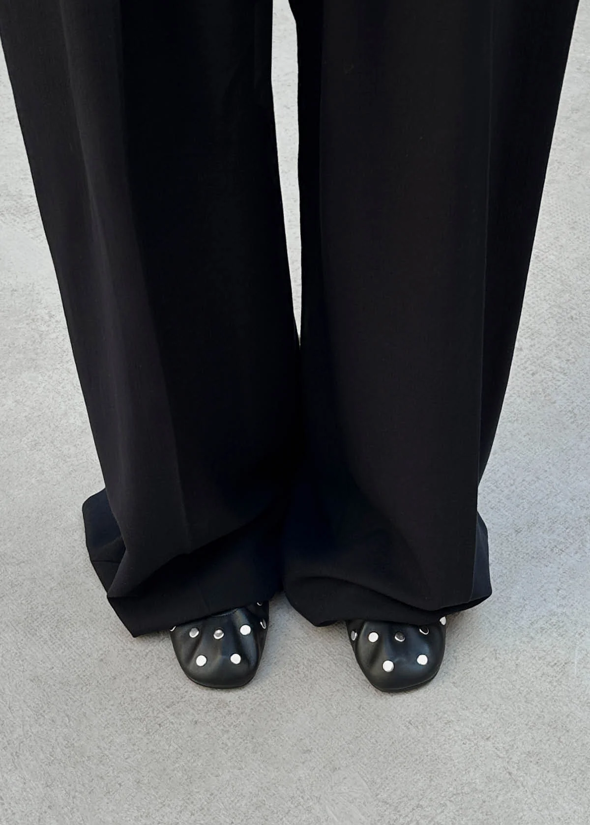 Rosalind All Studs Black Leather Ballet Flats - Image 2