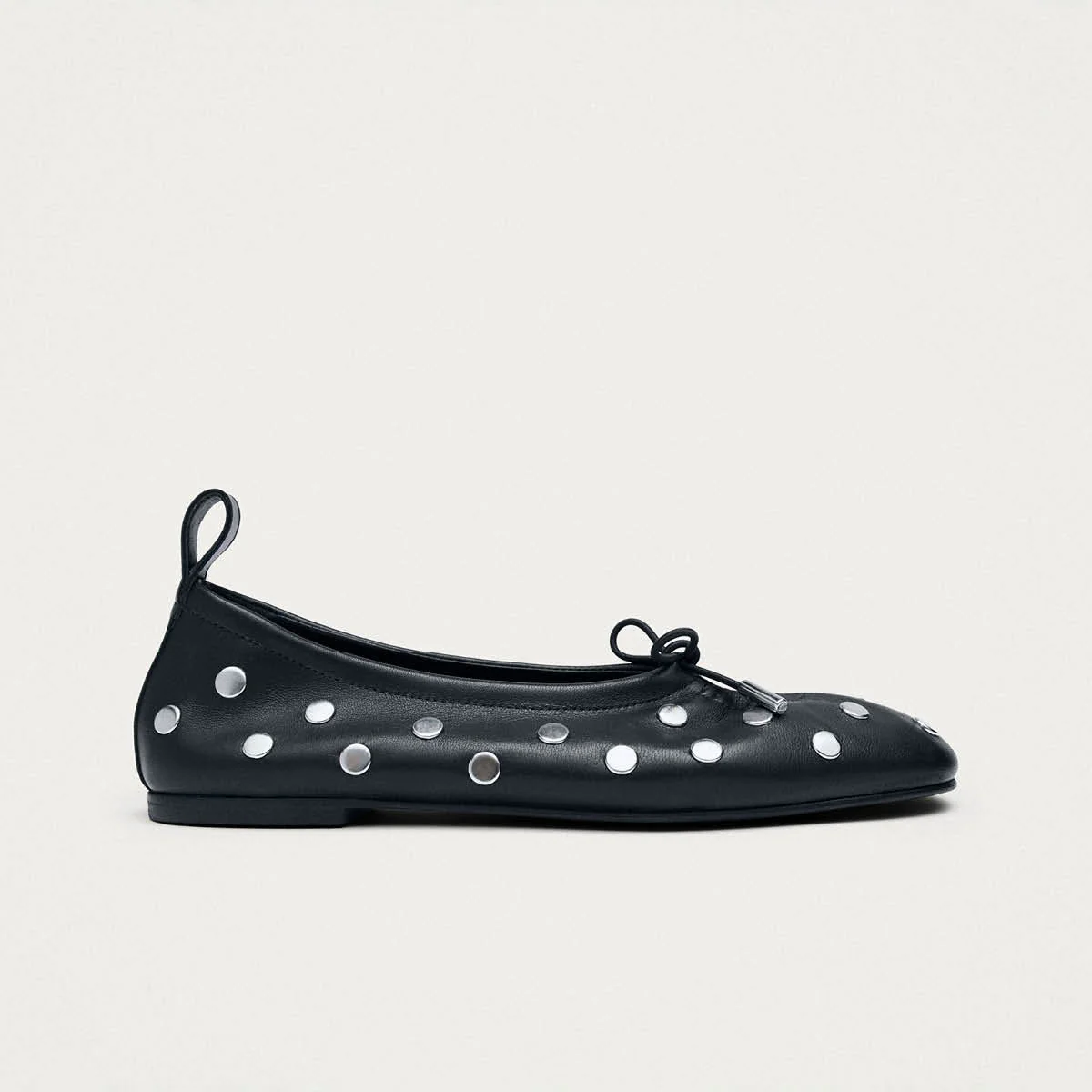 Rosalind All Studs Black Leather Ballet Flats - Image 3