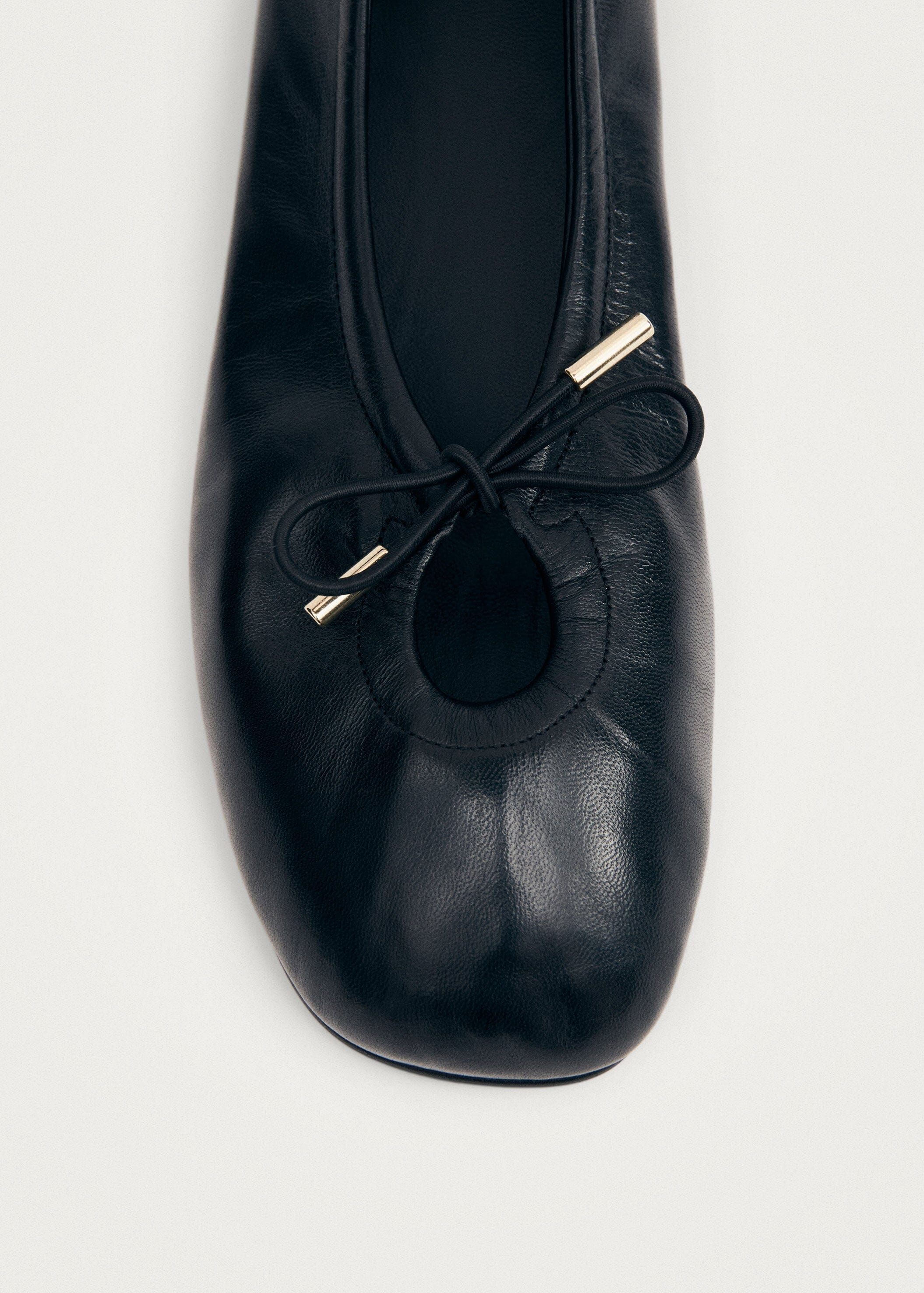 Rosalind Black Leather Ballet Flats - Image 6