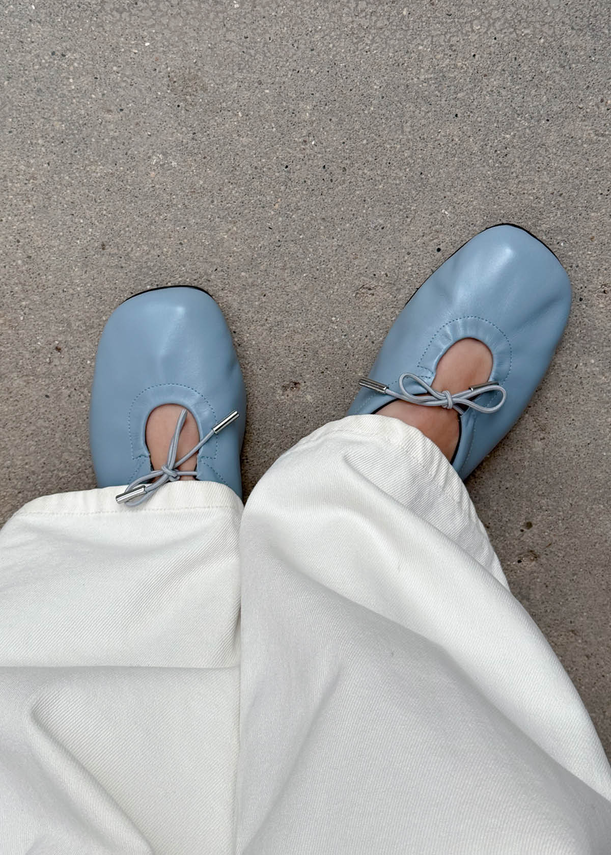 Rosalind Blue Leather Ballet Flats - Image 2