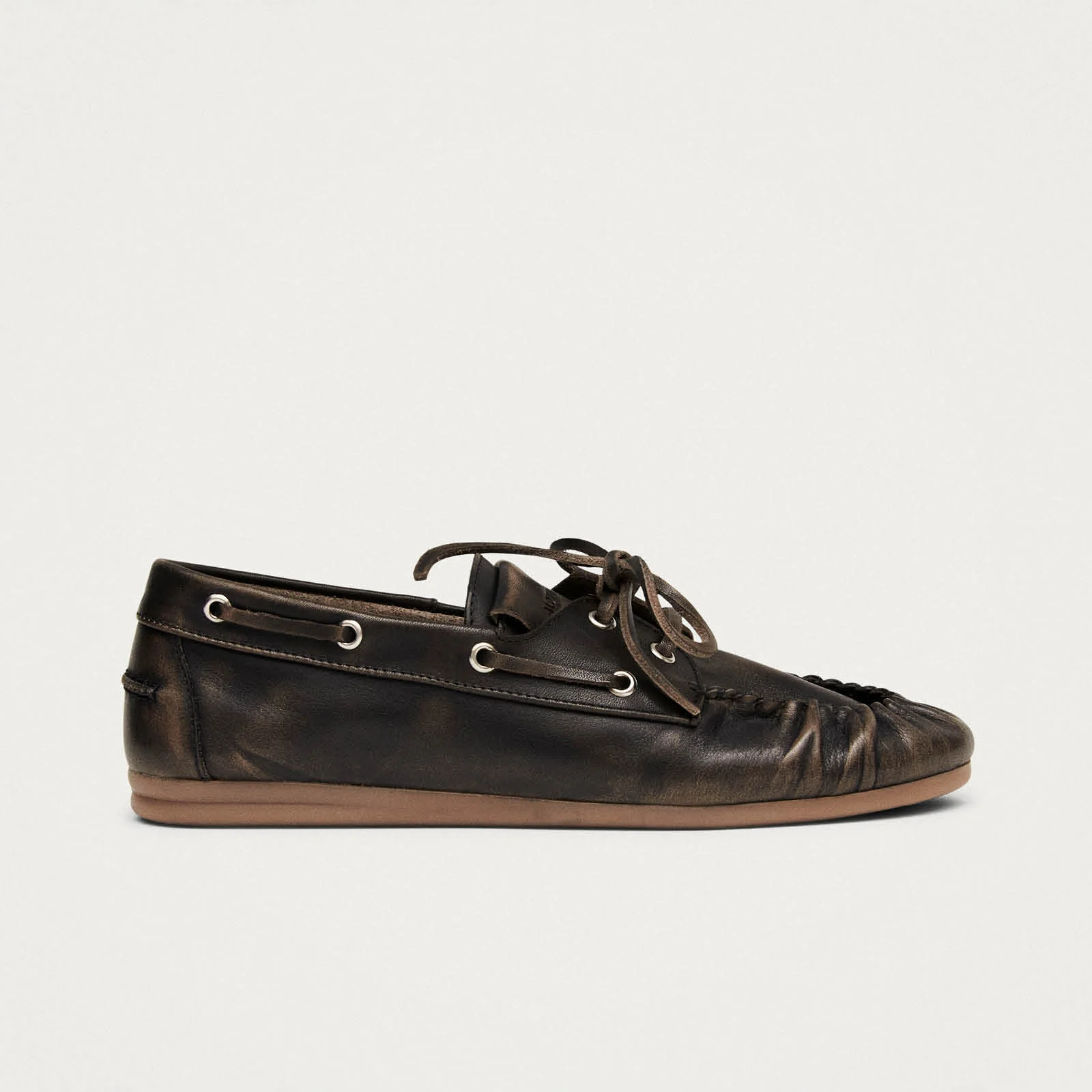 Rowan Vintage Effect Brown Leather Loafers - Image 3